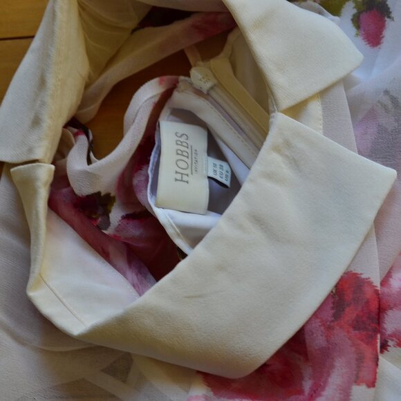 HOBBS Sleeveless Floral Fit & Flare 100% Silk Dress Size US 6 - Picture 8 of 13